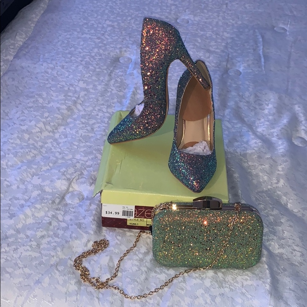 Glittery Heels With Matching Glittery Purse